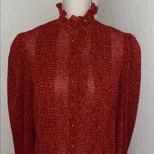 Elegant Red Ruffled Women's Top